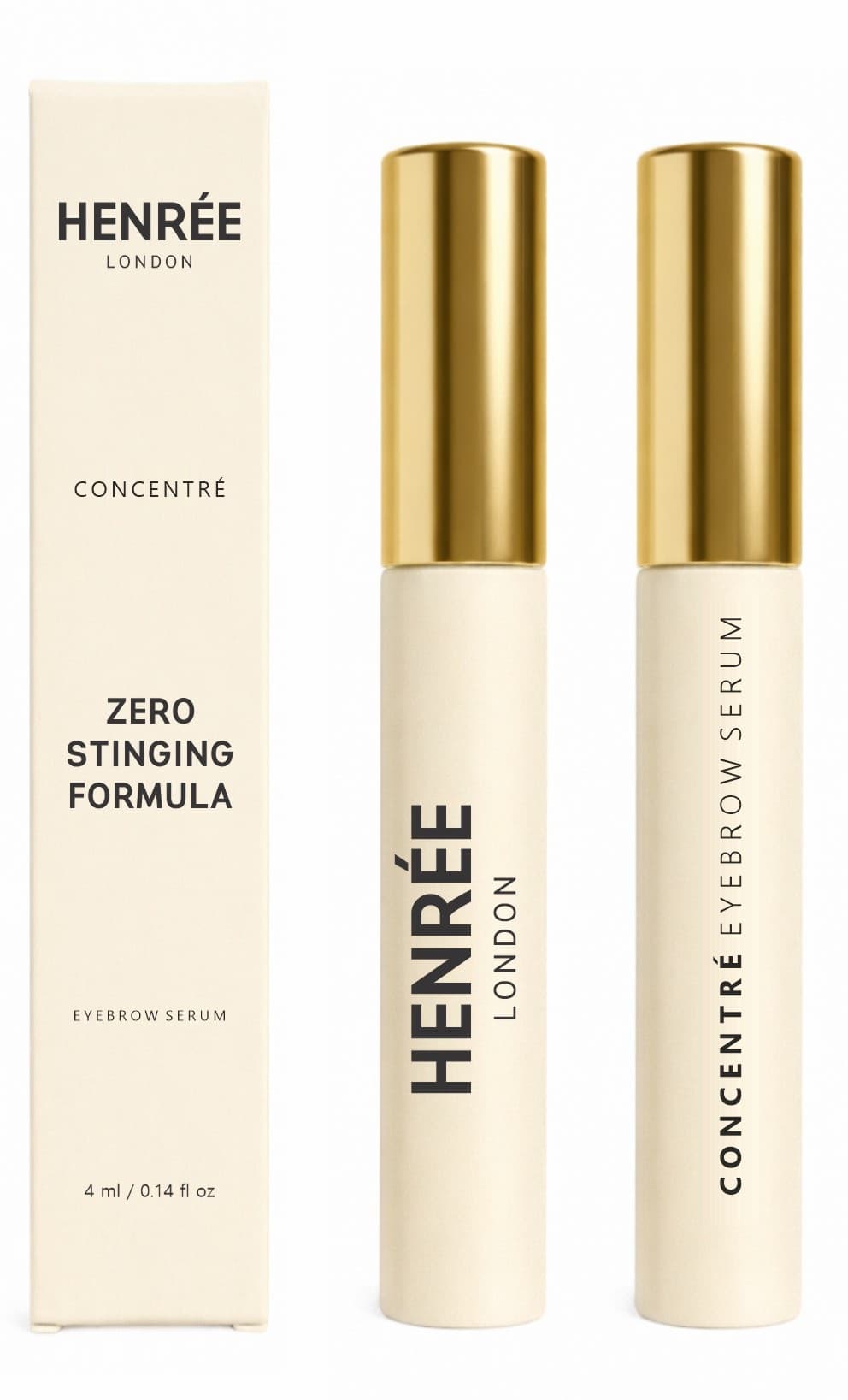 Henrée London Concentré Brow Serum, box and tubes