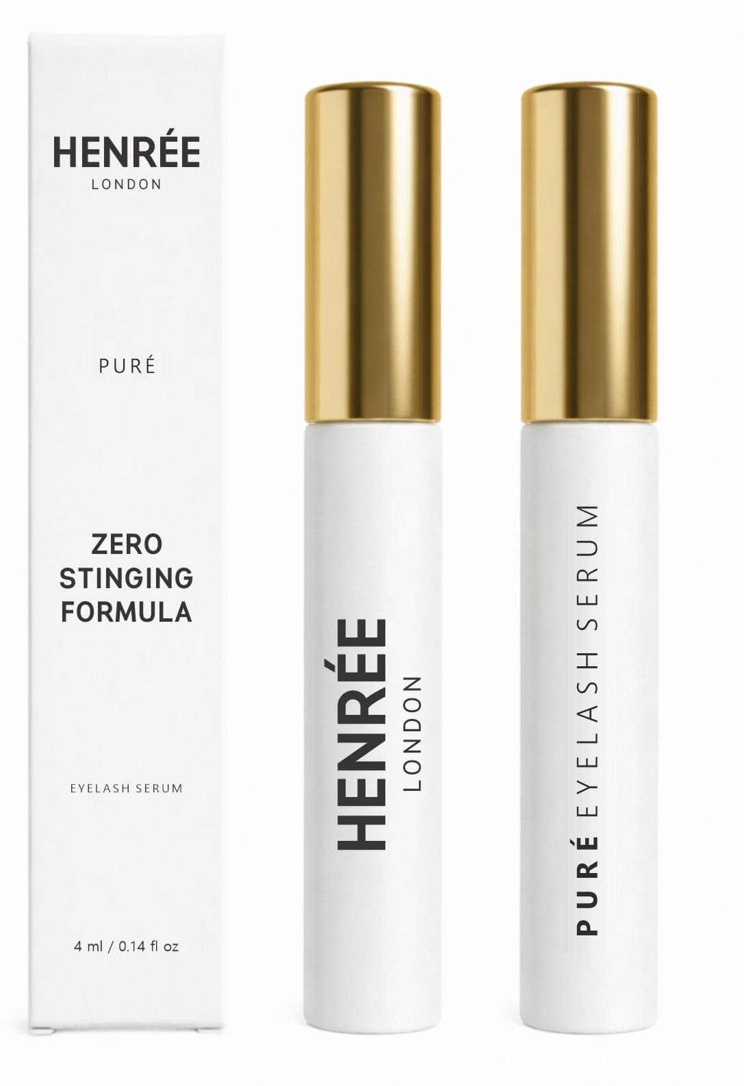 Henrée London Puré Lash Serum, box and tubes